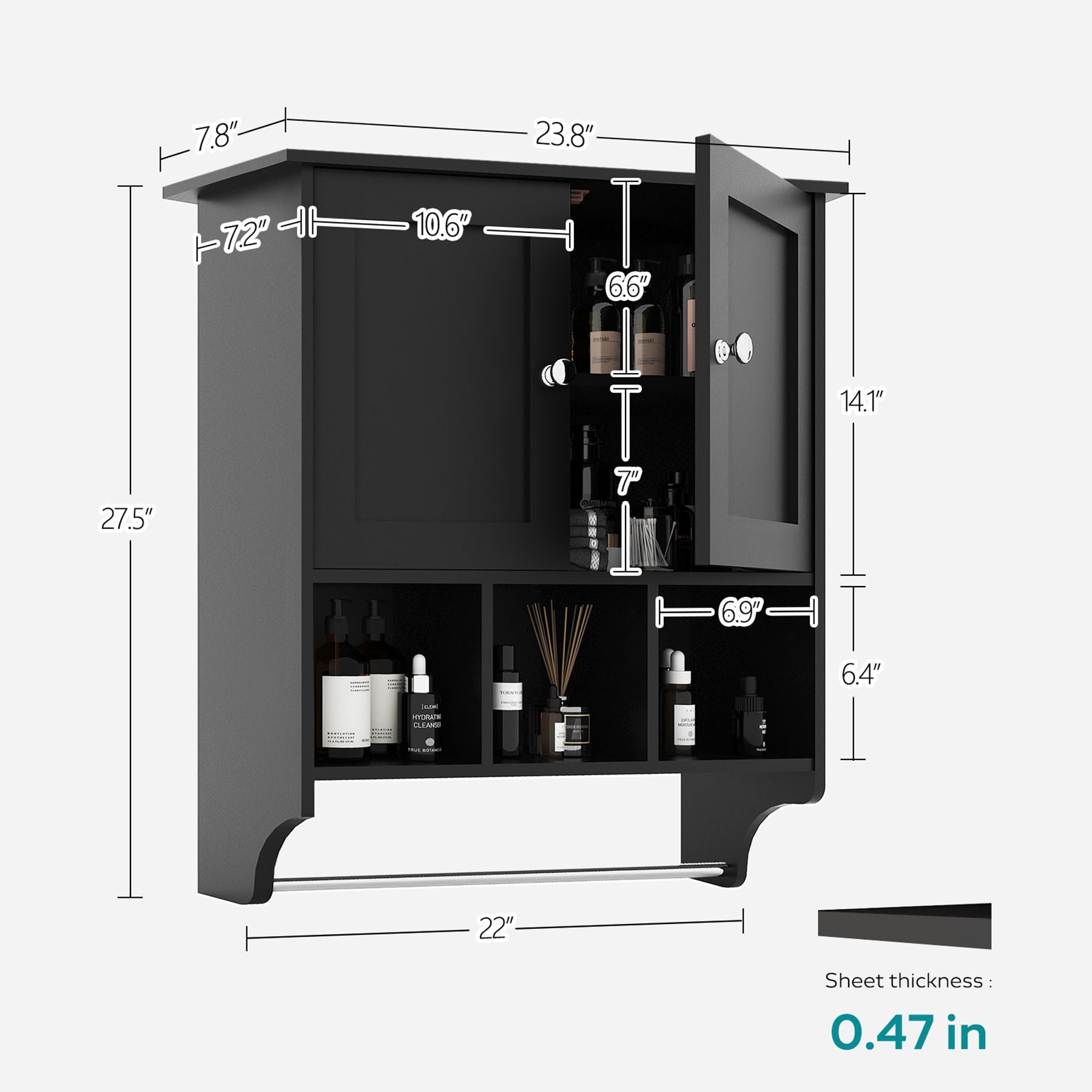 Wall-Mounted Storage Cabinet - Black