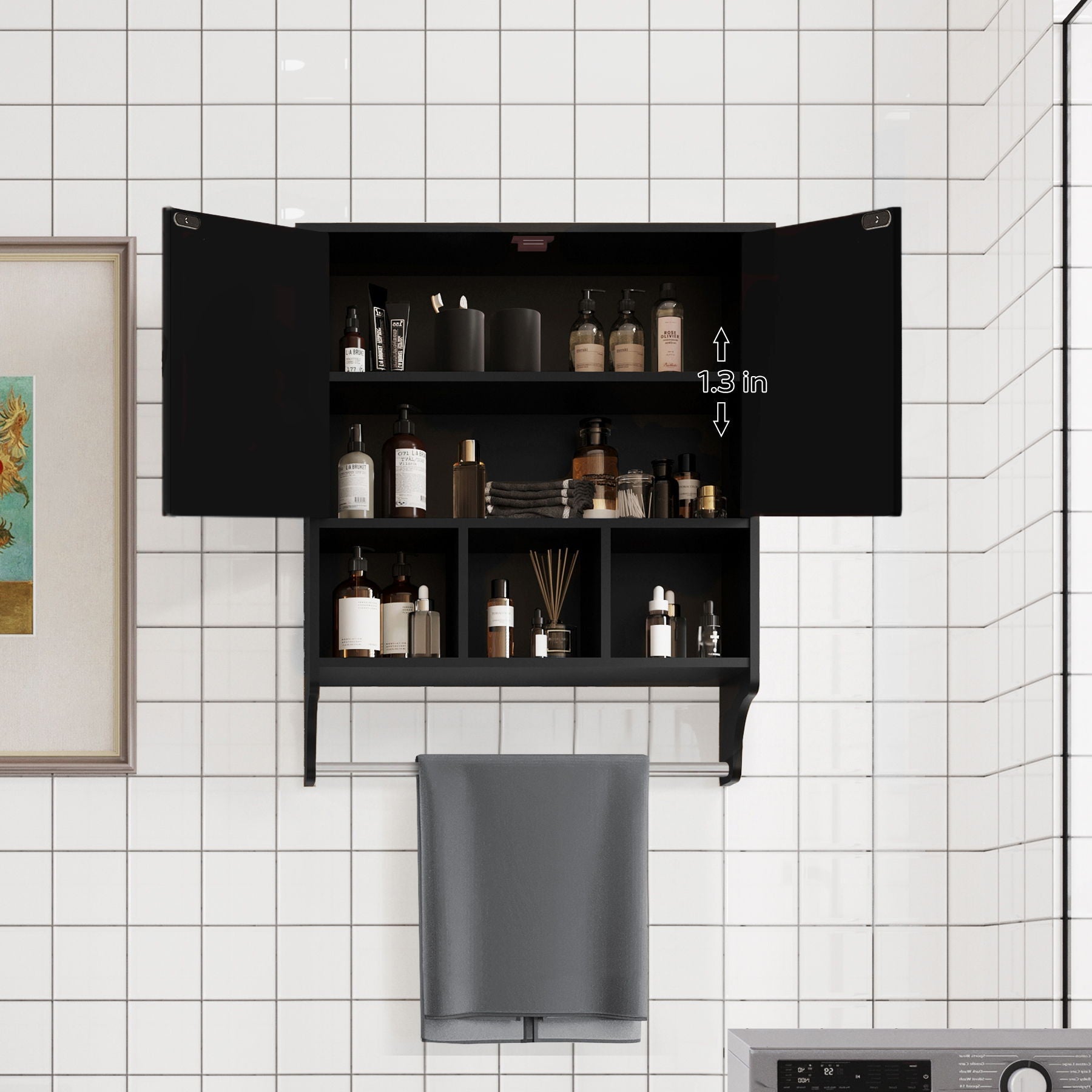 Wall-Mounted Storage Cabinet - Black