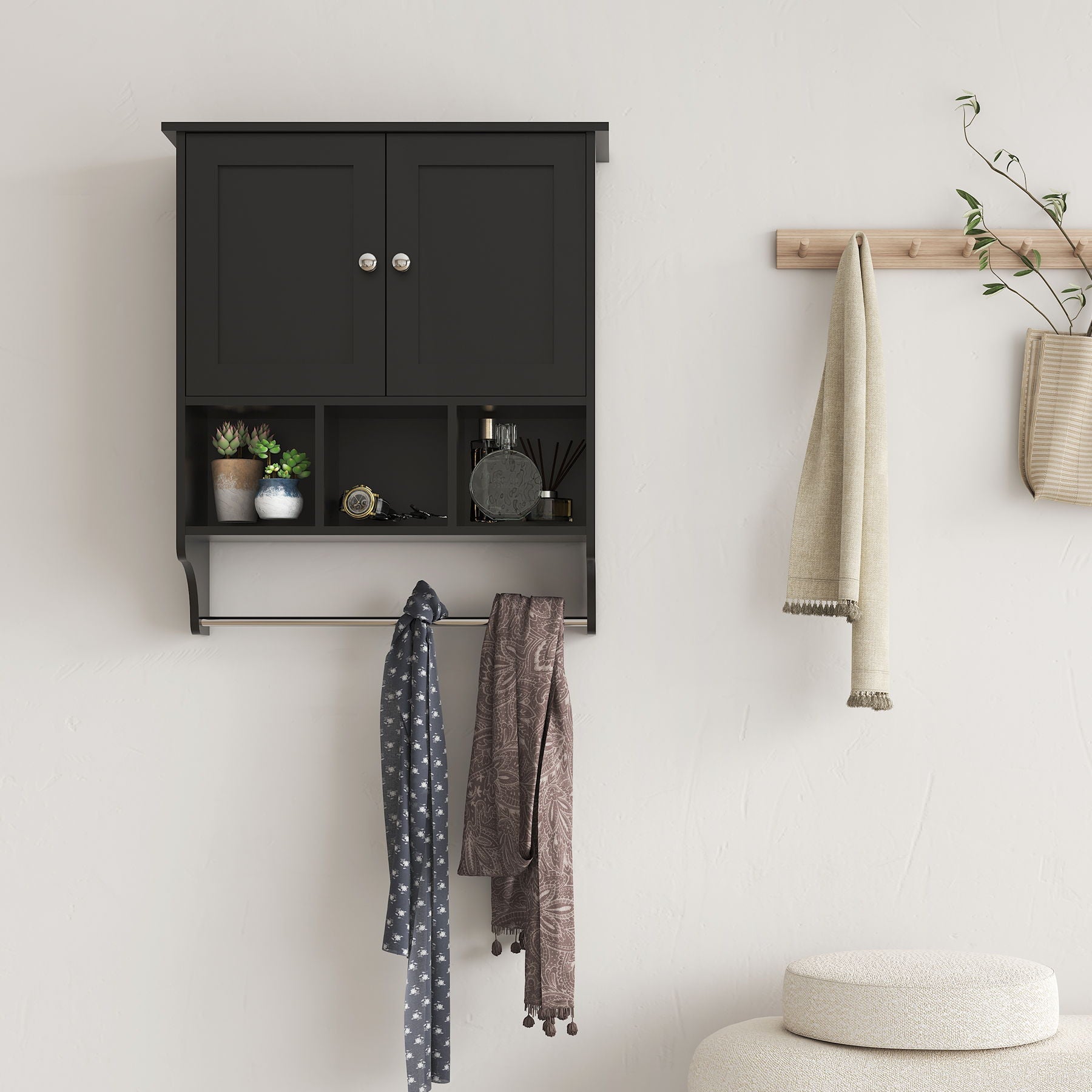 Wall-Mounted Storage Cabinet - Black