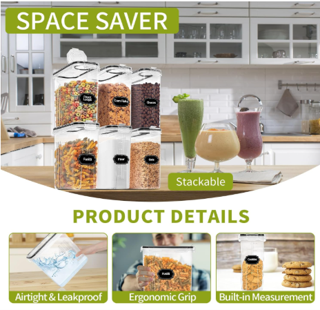 4-Piece Airtight Cereal Storage Container Set