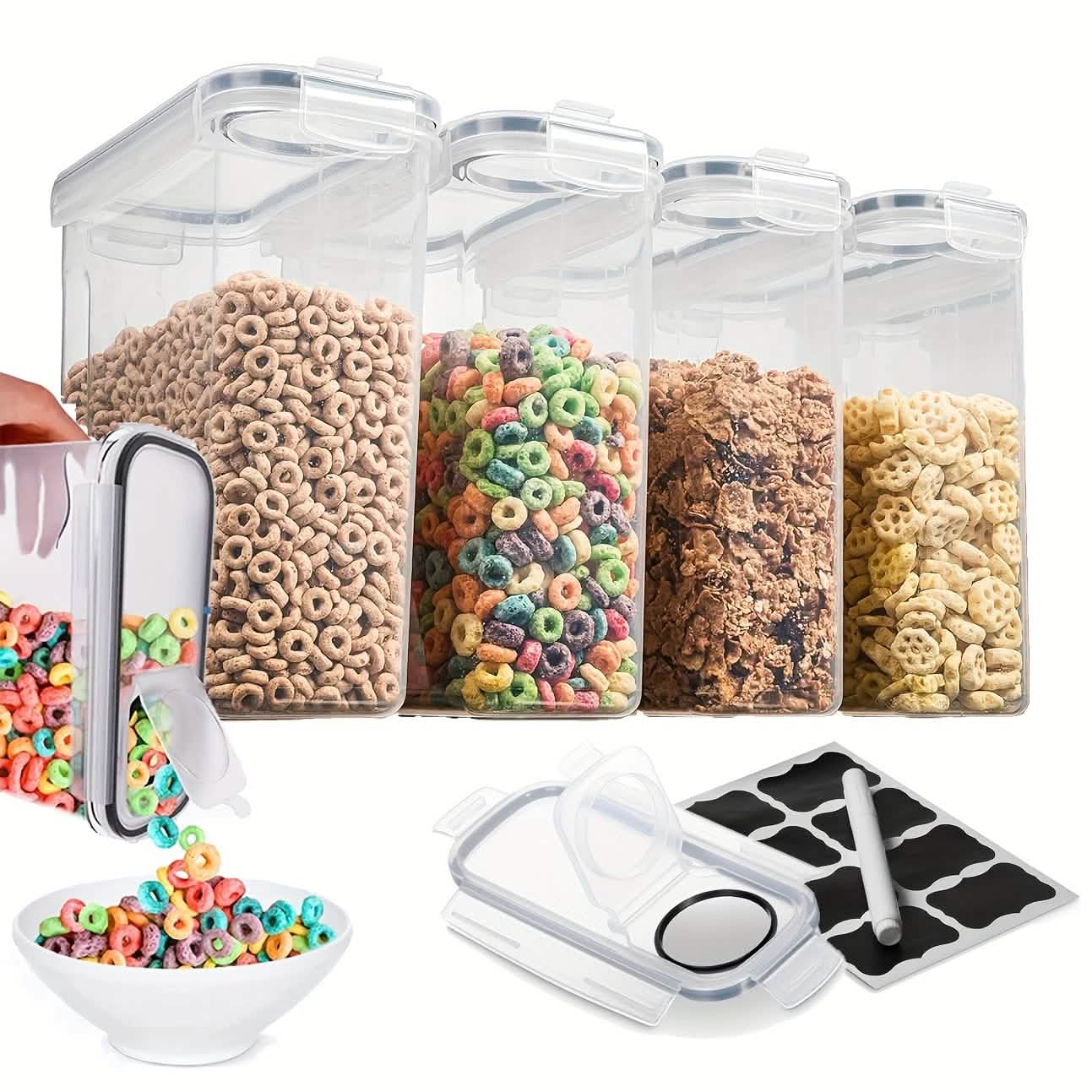 4-Piece Airtight Cereal Storage Container Set